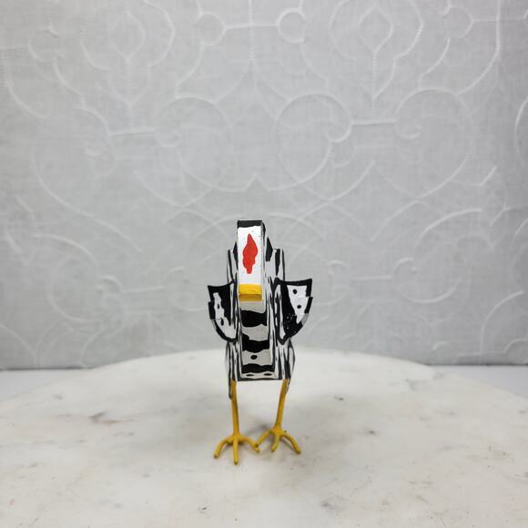 Dept 56 Chick 5” Zebra Print Metal Figurine Easter Farmhouse Folk Art Handmade - Picture 6 of 11